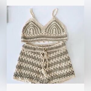 Vintage Havana Beige and Cream Crochet Beach / Travel / Summer Set